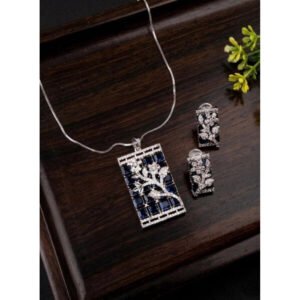 Pretty Women's Brass Silver Plated Pendant Set