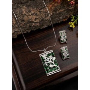 Pretty Women's Brass Silver Plated Pendant Set