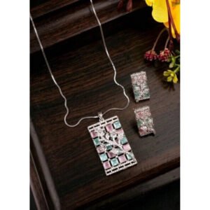 Pretty Women's Brass Silver Plated Pendant Set