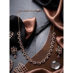 Graceful Women's Brass Silver Plated Necklace set