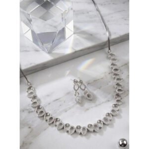 Stunning Women's Brass Silver Plated Necklace set