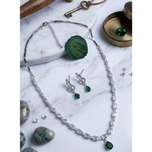 Beautiful Women's Brass Silver Plated Necklace set