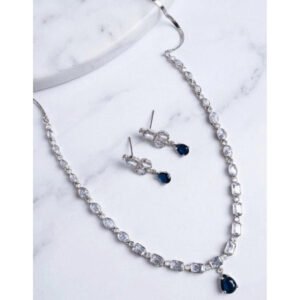 Beautiful Women's Brass Silver Plated Necklace set