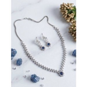 Beautiful Women's Brass Silver Plated Necklace set