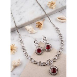 Pretty Women's Brass Silver Plated Necklace set