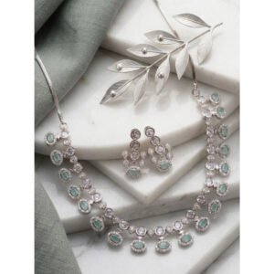 Stylish Women's Brass Silver Plated Necklace set