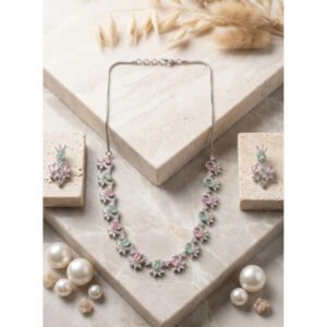 Sensational Women's Brass Silver Plated Necklace set