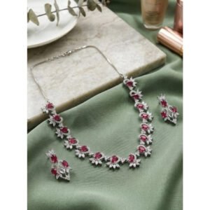 Sensational Women's Brass Silver Plated Necklace set
