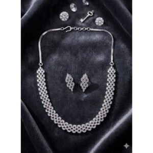 Sensational Women's Brass Silver Plated Necklace set