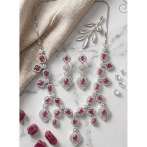 Sensational Women's Brass Silver Plated Necklace set