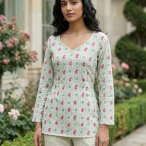 ARIA | Mint Floral Short Kurti