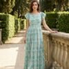Sage Blossom Pintuck Maxi Dress