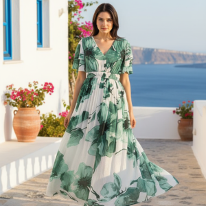 Emerald Flow Maxi Dress