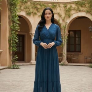 Teal Blue Wrap Maxi Dress