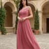 Dusty Rose Pleated Maxi Dress