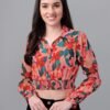 crop tops for Women western wear red