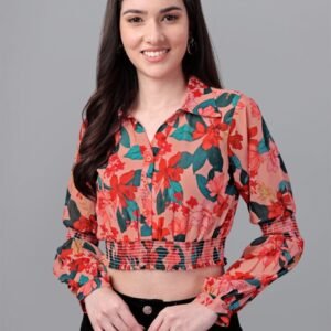 crop tops for Women western wear red