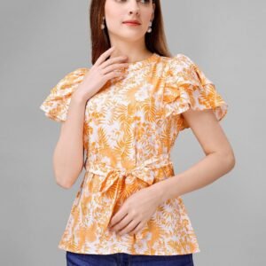 Deep Peach Floral Womens Top