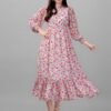dresses for Women western wear Pink Floral Maxi Dress