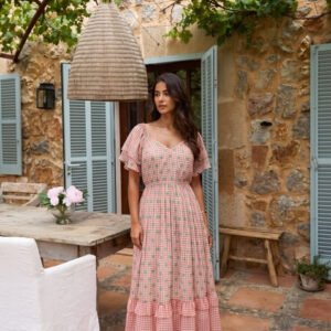 Blush Check Bloom Maxi Dress